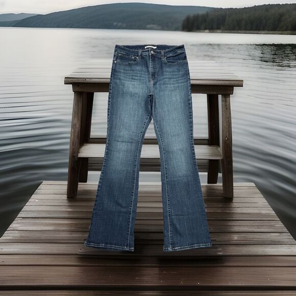 Levis 725 High Rise Bootcut Jeans 32 (31x30.5) Blue Stretch Denim Womens - Picture 1 of 10